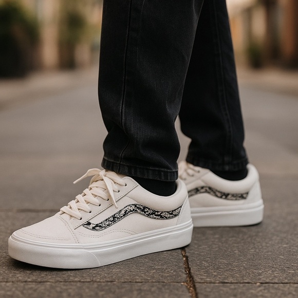 Vans White and Black Old Skool Sneakers - Picture 1 of 9